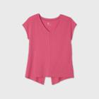Women's Short Sleeve Tie Back V-neck T-shirt - All In Motion Fuchsia