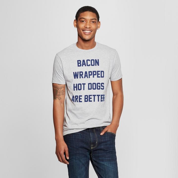 Men's Short Sleeve Bacon Wrapped Hot Dogs Are Better Graphic T-shirt - Awake Heather Gray