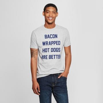 Men's Short Sleeve Bacon Wrapped Hot Dogs Are Better Graphic T-shirt - Awake Heather Gray