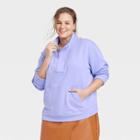 Women's Plus Size Quarter Zip Fleece Sweatshirt - A New Day Lilac