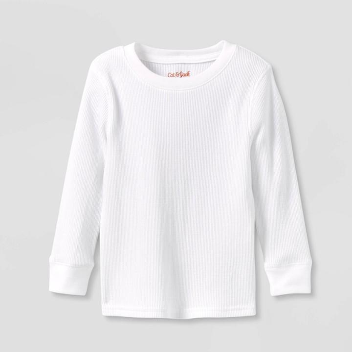 Toddler Boys' Jersey Knit Crew Neck Long Sleeve T-shirt - Cat & Jack White