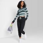 Women's Long Sleeve Fitted Rib-knit T-shirt - Wild Fable Black Tie-dye