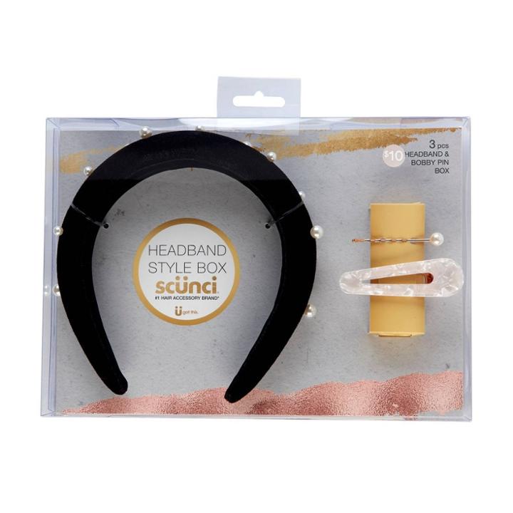Scunci Padded Headband & Bobby Pin Gift Set - Black