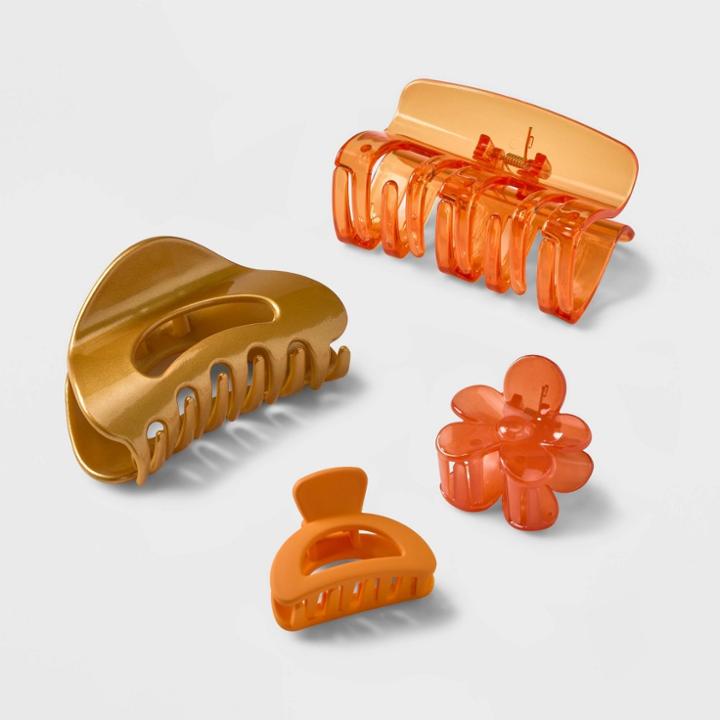 Flower Claw Hair Clip 4pk - Wild Fable Orange