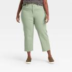 Women's Plus Size Super-high Rise Vintage Straight Cropped Jeans - Universal Thread Light Olive