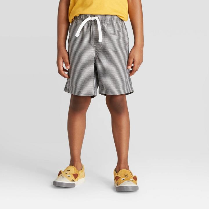 Toddler Boys' Quick Dry Stripe Pull-on Chino Shorts - Cat & Jack Gray 12m, Toddler Boy's