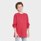 Boys' Long Sleeve Washed Thermal Henley T-shirt - Art Class Dark Red