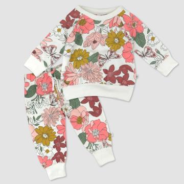 Honest Baby Organic Cotton Color Me Happy Top And Bottom Set - Pink Newborn