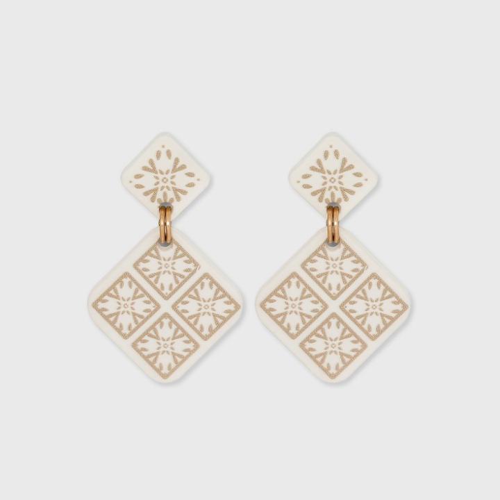 Printed Floral Drop Earrings - Universal Thread Ivory