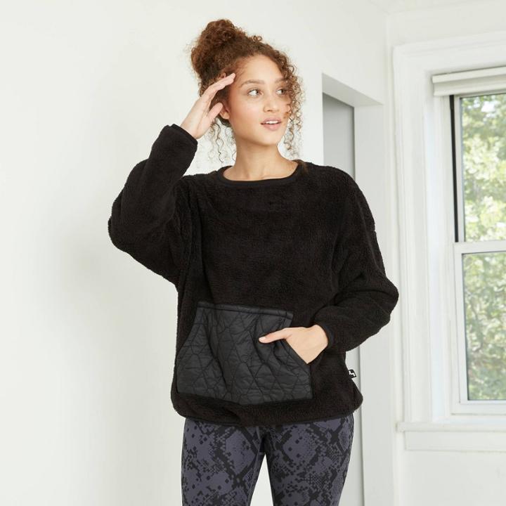 Women's High Pile Sherpa Pullover - Joylab Black