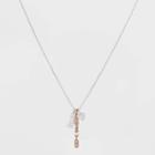 No Brand Silver Plated 'mom Love You' Cubic Zirconia Two-tone Metal Pendant Necklace - Rose Gold