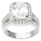 Journee Collection 4 1/2 Ct. T.w. Emerald Cut Cz Basket Set Halo Ring In Sterling Silver -