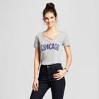 Women's Chicago Short Sleeve Cross Front Drapey Graphic T-shirt - Awake Gray