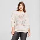 Mighty Fine Women's Plus Size Radio Days Woodstock Graphic Pullover Sweatshirt - Cream