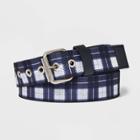 Men's Grunge Plaid Belt - Original Use M, Black/grey/white