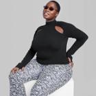 Women's Plus Size Mock Turtleneck Fitted Cut Out Pullover Sweater - Wild Fable Black