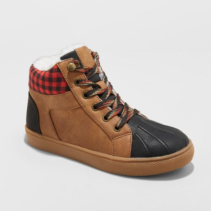 Boys' Pat High Top Sherpa Sneakers - Cat & Jack Brown