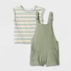 Toddler Girls' Striped Short Sleeve Top & Romper Set - Cat & Jack Green