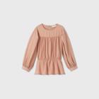 Women's Bishop Long Sleeve Shirred Waist Top - Prologue Blush Pink