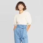 Women's Puff Elbow Sleeve Crewneck T-shirt - Who What Wear Cream (ivory)