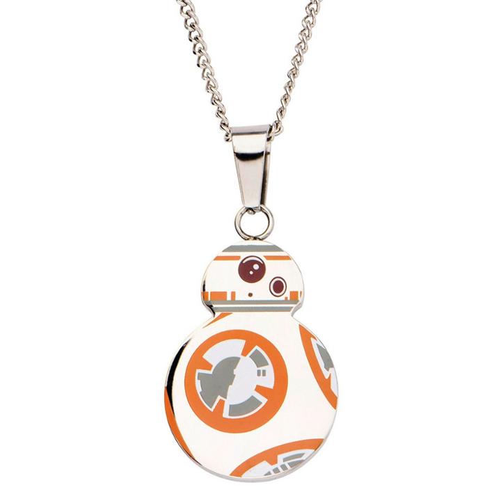 Disney Star Wars Bb8 Stainless Steel Cutout Pendant With Chain (22), Kids Unisex