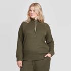 Women's Plus Size Mock Turtleneck Cozy Half Zip Sweatshirt - Who What Wear Green 1x, Women's,