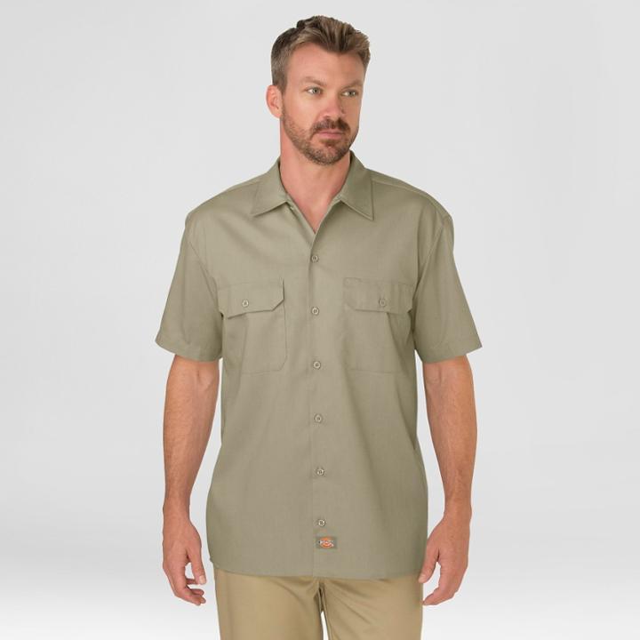 Dickies Men's Big & Tall Original Fit Short Sleeve Twill Work Shirt- Desert Sand Xl Tall,