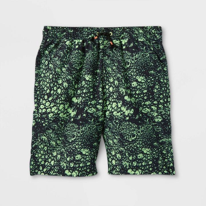 Boys' Snake Print Pull-on Volley Swim Trunks - Art Class Black