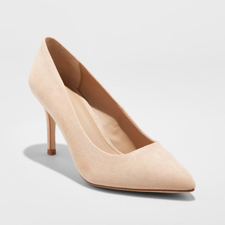 Women's Gemma Wide Width Pointed Toe Nude Pumps - A New Day Honey Beige 7.5w,