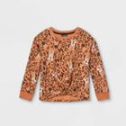 Girls' Disney Minnie Mouse Cheetah Pullover Sweatshirt - Brown