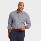 Men's Tall Gingham Check Standard Fit Performance Dress Long Sleeve Button-down Shirt - Goodfellow & Co Navy
