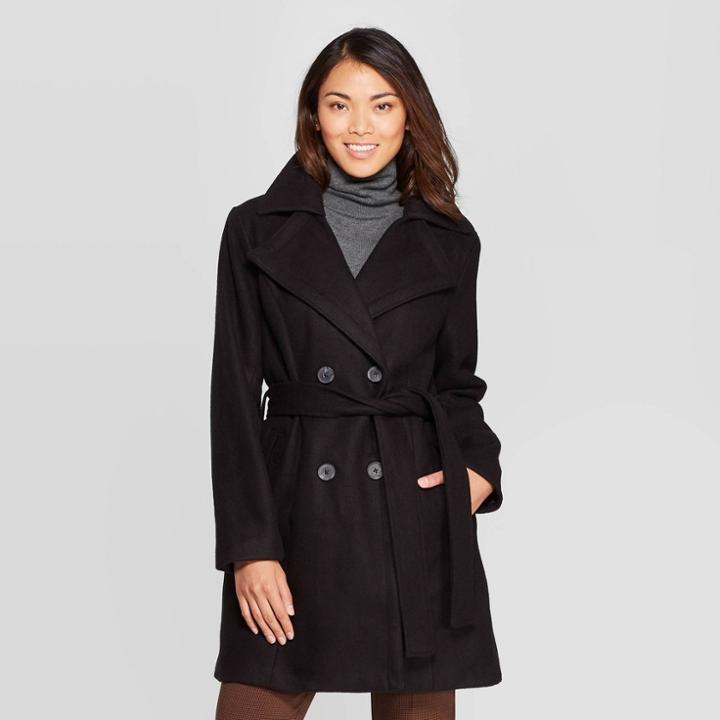 Women's Pea Coat - A New Day Black S, Women's,