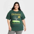 Philcos Women's Plus Size Olympic Short Sleeve Graphic Boyfriend T-shirt - Dark Green