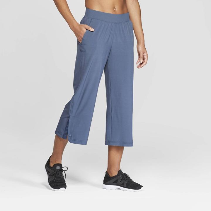 Women's Woven Wide Leg Crop Mid-rise Pants - C9 Champion Gray Blue