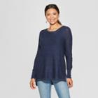 Women's Long Sleeve Tie Lace-back Pullover - Knox Rose Navy