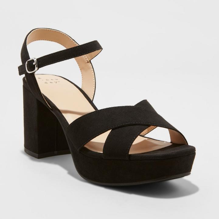 Women's Gabriella Mid Heel Platform Pumps - A New Day Black