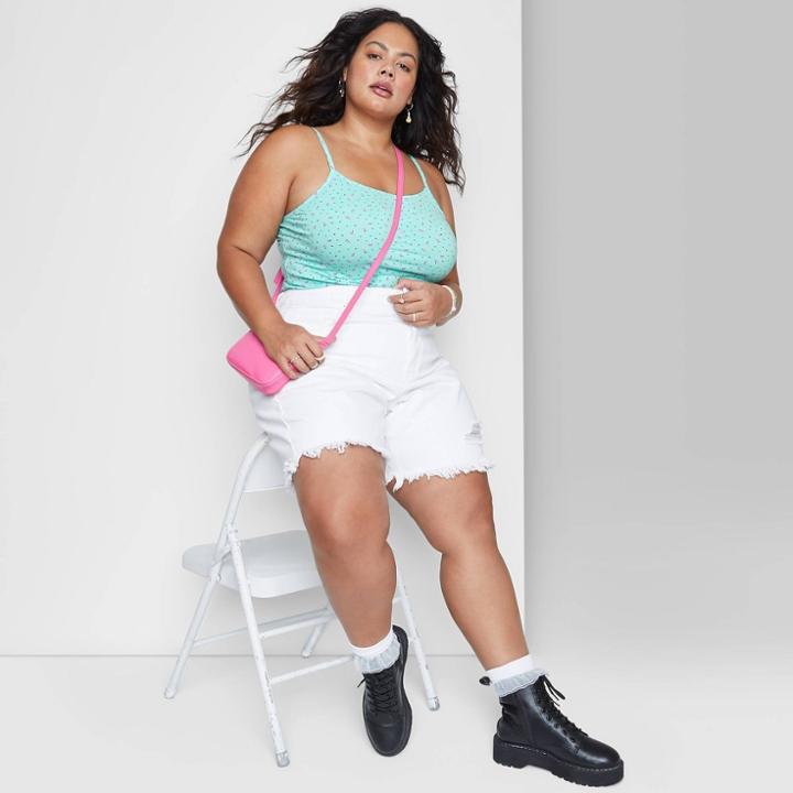 Women's Plus Size Spaghetti Strap Bodysuit - Wild Fable Aqua Blue Floral
