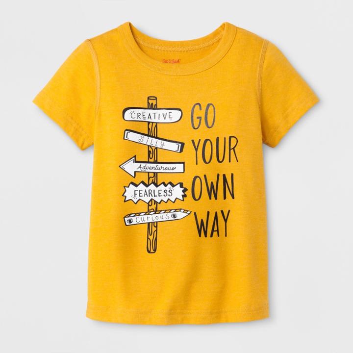 Toddler Boys' Adaptive Short Sleeve Go Your Own Way Graphic T-shirt - Cat & Jack Mustard Yellow