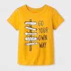 Toddler Boys' Adaptive Short Sleeve Go Your Own Way Graphic T-shirt - Cat & Jack Mustard Yellow
