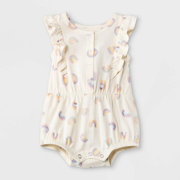 Grayson Mini Baby Girls' Rainbow Ruffle Romper - White