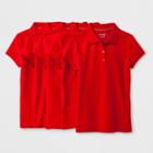 Girls' 5pc Short Sleeve Pique Uniform Polo Shirt - Cat & Jack Red