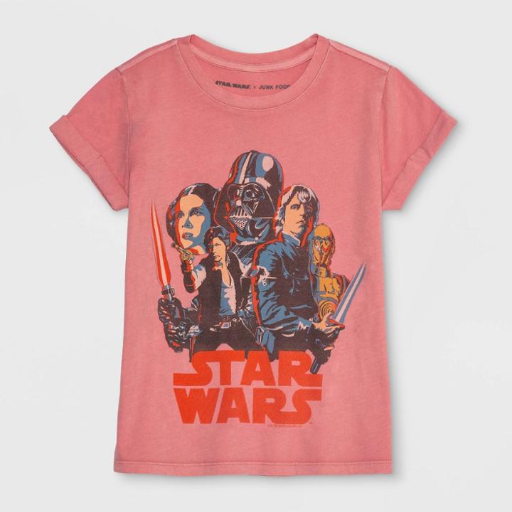 Junk Food Girls' Star Wars Short Sleeve T-shirt - Pink