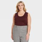 Women's Plus Size Slim Fit Tank Top - A New Day Burgundy