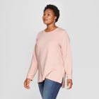 Women's Plus Size Long Sleeve Crew Neck T-shirt - Ava & Viv Blush