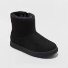 Girls' Holland Zipper Winter Shearling Style Boots - Cat & Jack Black
