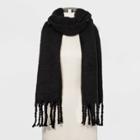 Women's Brushed Blanket Scarf - A New Day Black