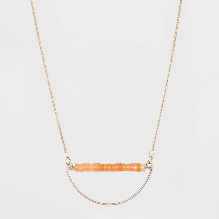 Semi-precious Aventurine With Worn Gold Necklace - Universal Thread Orange