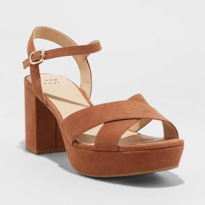 Women's Gabriella Platform Heel Pumps - A New Day Cognac