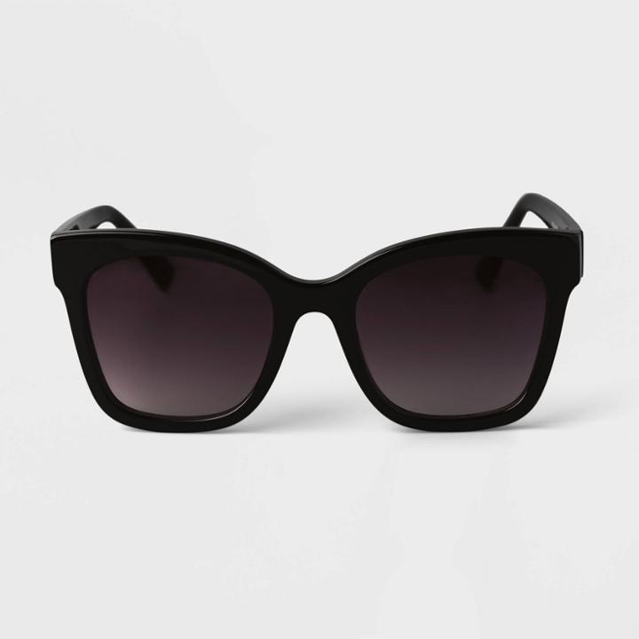 Women's Acetate Square Sunglasses - A New Day Black