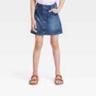 Girls' Soft Wash Button-front Jeans Skirt - Cat & Jack Dark Wash